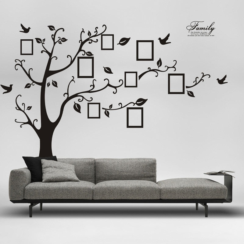 Large 250*180Cm/99*71In Black 3D Diy Photo Tree Pvc Wall Decals/Adhesive Family Wall Stickers Mural Art Home Decor Free Shipping