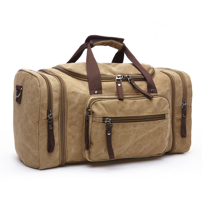 Large Capacity Men Hand Luggage Travel Duffle Bags Canvas Travel Bags Weekend Shoulder Bags Multifunctional Overnight Duffel Bag