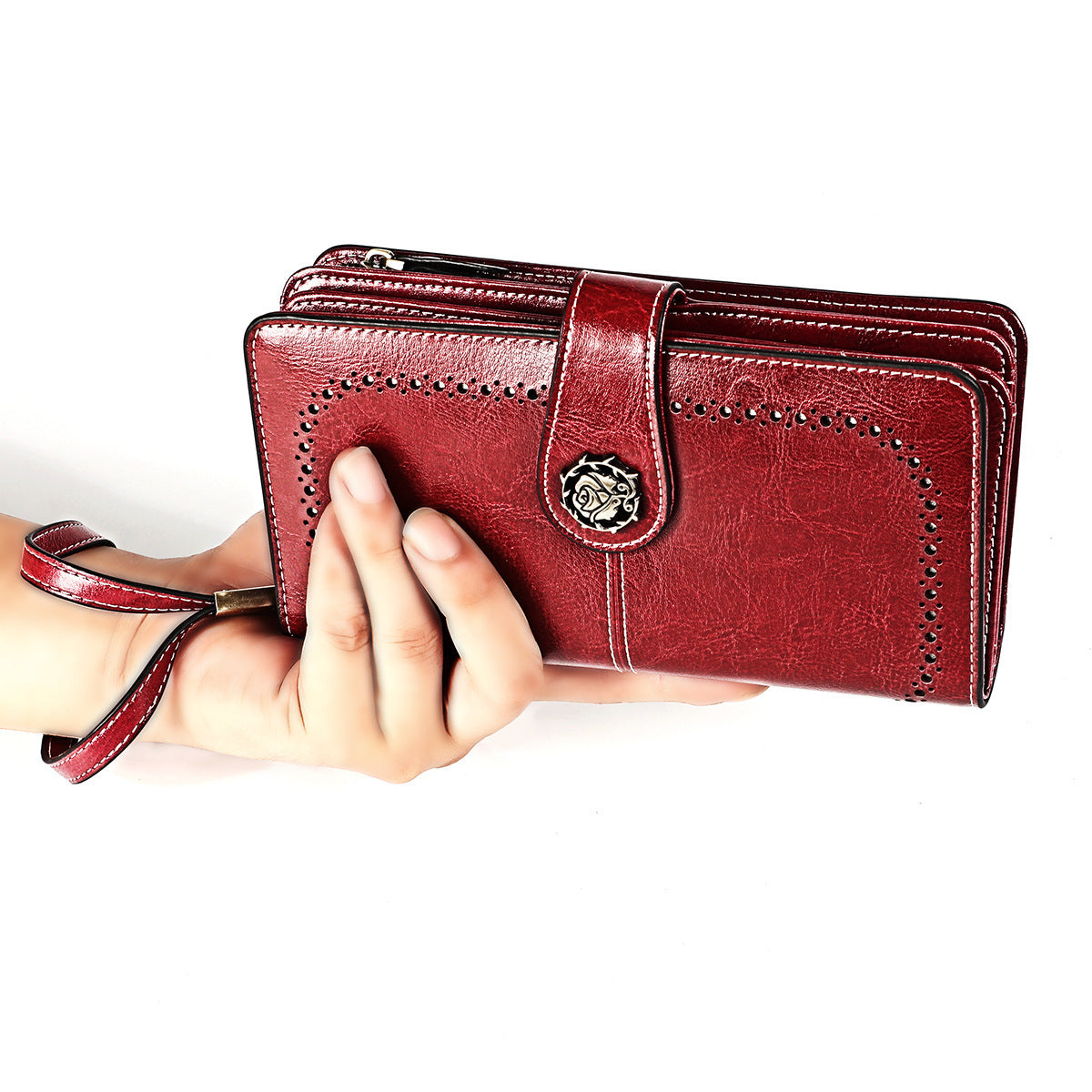 Large Capacity More Function Long Wallet Rfid Genuine Leather Women'S Wallets Purses For Women Black Brown Red