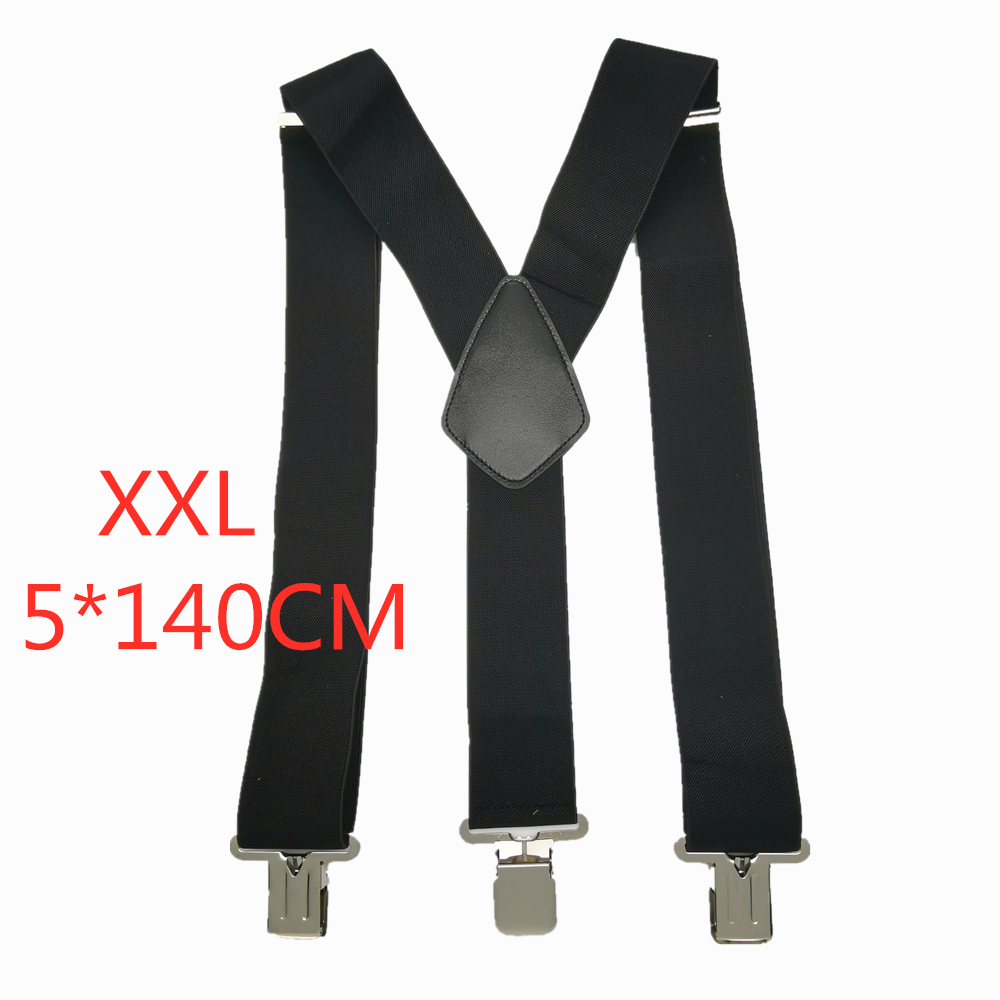 Large Strong Clips On Men Suspenders Unisex Braces 50Mm Wide 5 Solid Color High Elastic Adjustable Suspender Belt For Heavy Work