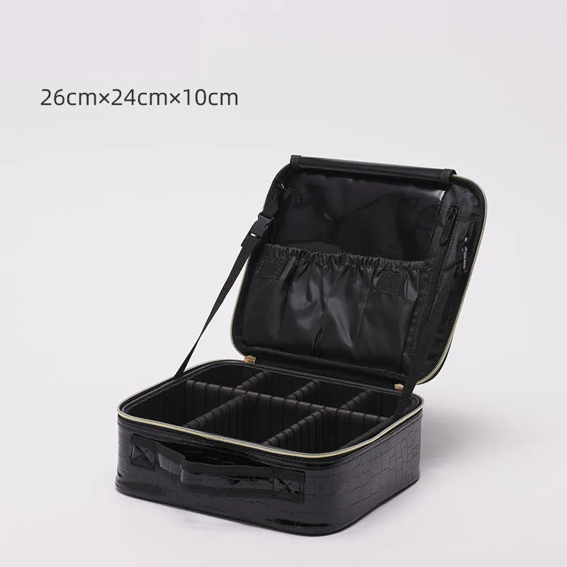 Leather Clapboard Cosmetic Bag Professional Make Up Case Large Capacity Storage Handbag Travel Insert Toiletry Makeup Bag