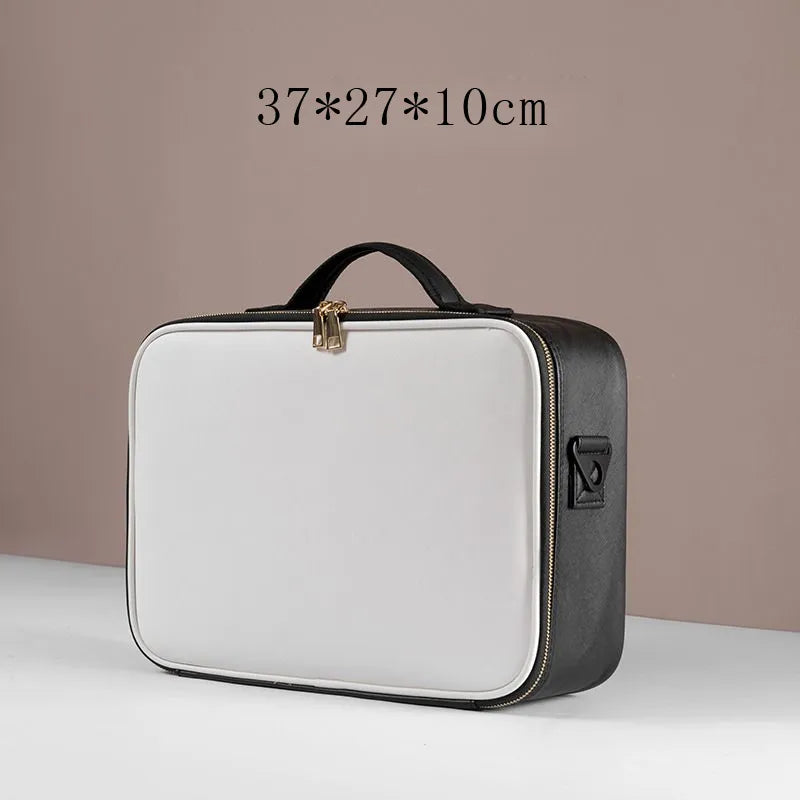 Leather Clapboard Cosmetic Bag Professional Make Up Case Large Capacity Storage Handbag Travel Insert Toiletry Makeup Bag