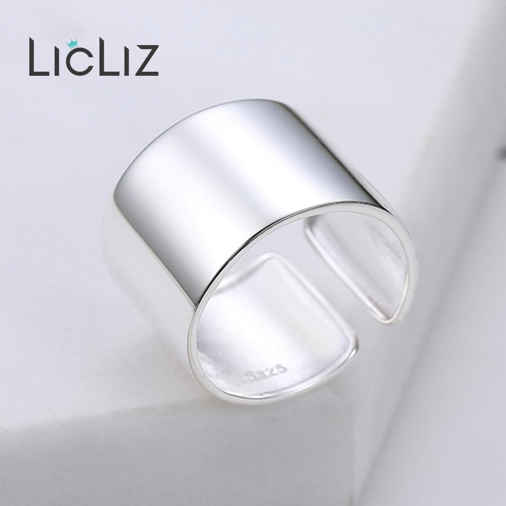 Licliz 925 Sterling Silver Big Open Adjustable Ring For Women Men Plain White Gold Jewelry Joyas De Plata 925 Bijoux Lr0329