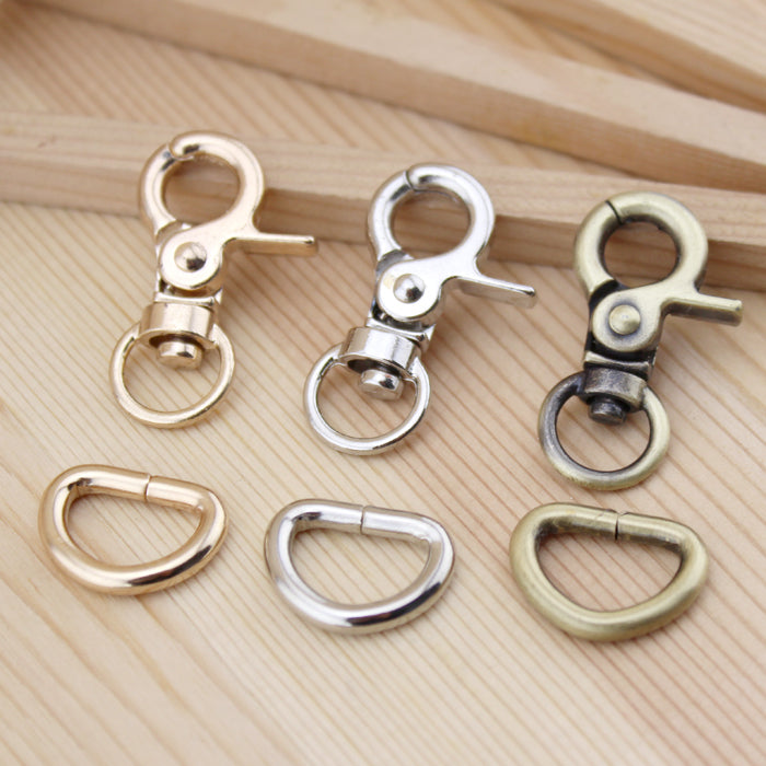 Lionsen 6Sets Metal Trigger Clasps Clips Snap Buckle Hook D Ring For Keychain Diy Bag Key Ring Handbag Hardware Accessories