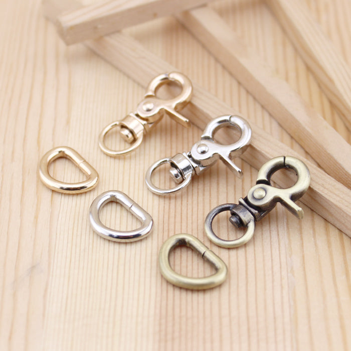 Lionsen 6Sets Metal Trigger Clasps Clips Snap Buckle Hook D Ring For Keychain Diy Bag Key Ring Handbag Hardware Accessories