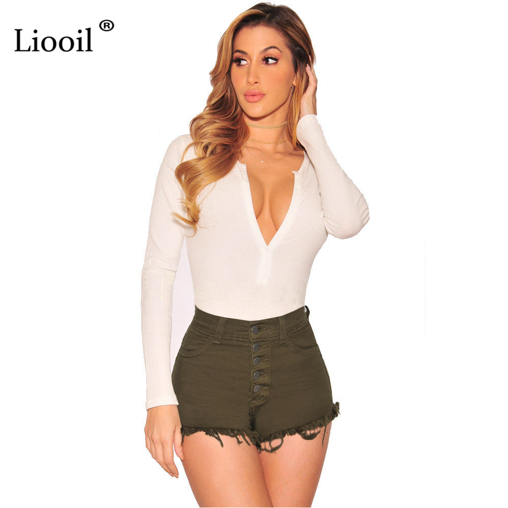 Liooil Black White Red Denim Shorts 2021 Cotton High Waisted Button Pockets Skinny Women Shorts Summer Sexy Jean Shorts
