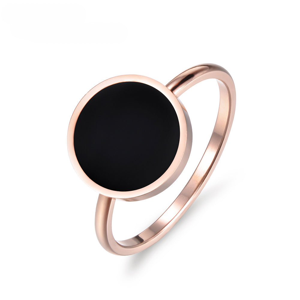Lokaer Vintage Wedding Ring For Women Minimalist Rose Gold Color Round Acrylic Stone 316L Stainless Steel Rings Jewlery R17041