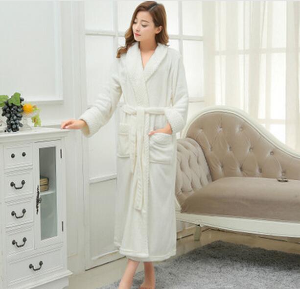 Long Bathrobe Home Wear Clothes Dressing Gown Women'S Bathrobe Coat Female Flannel Nightdress Women Warm Bath Robes E1026