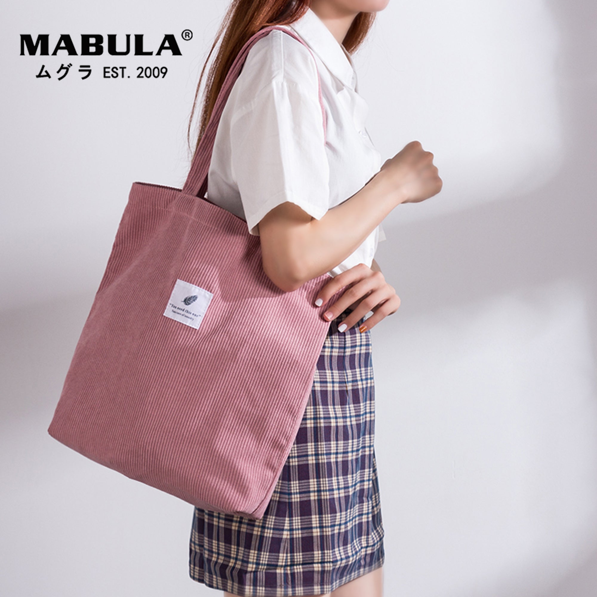 Mabula High Quality Casual Corduroy Tote Bag Environmental Soft  Shopping Bags Autumn Foldable Storage Grocery Handbag For Women