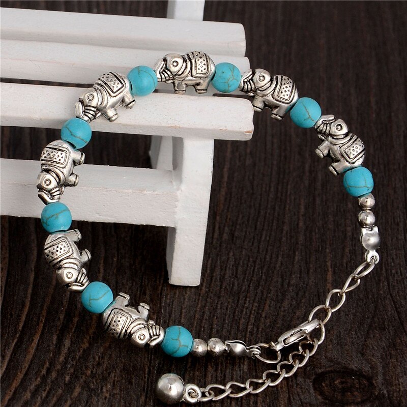 Misananryne Hot Sale Retro Elephant Adjustable Chain Bead For Ladies Natural Stone Bracelet Women'S Vintage Bracelets