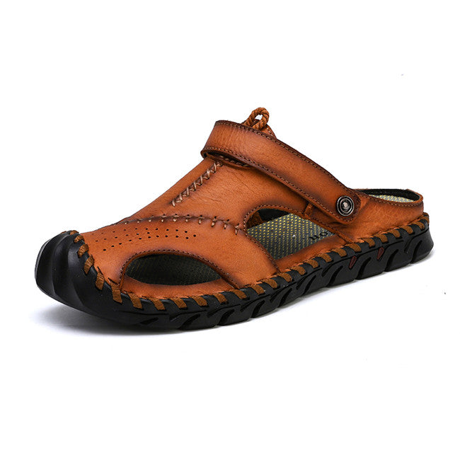 Mixidelai New Big Size 38-48 Genuine Leather Men Sandals Summer Quality Beach Slippers Casual Sneakers Outdoor Roman Beach Shoes