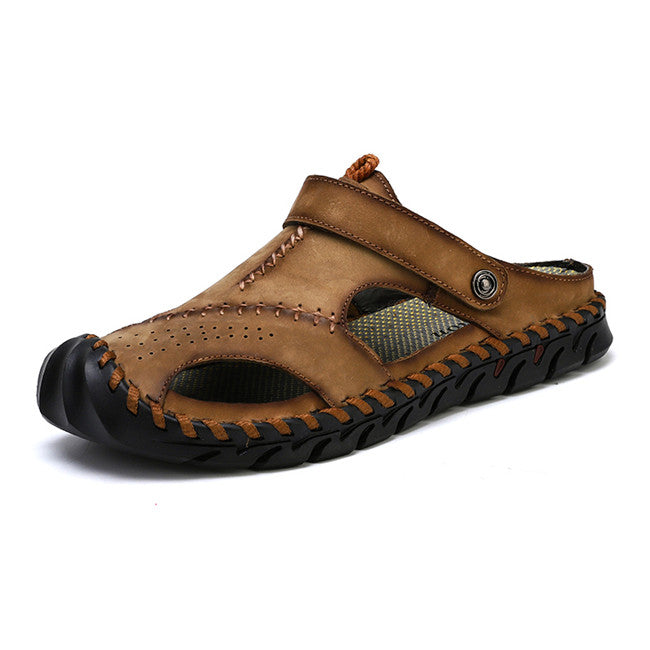 Mixidelai New Big Size 38-48 Genuine Leather Men Sandals Summer Quality Beach Slippers Casual Sneakers Outdoor Roman Beach Shoes