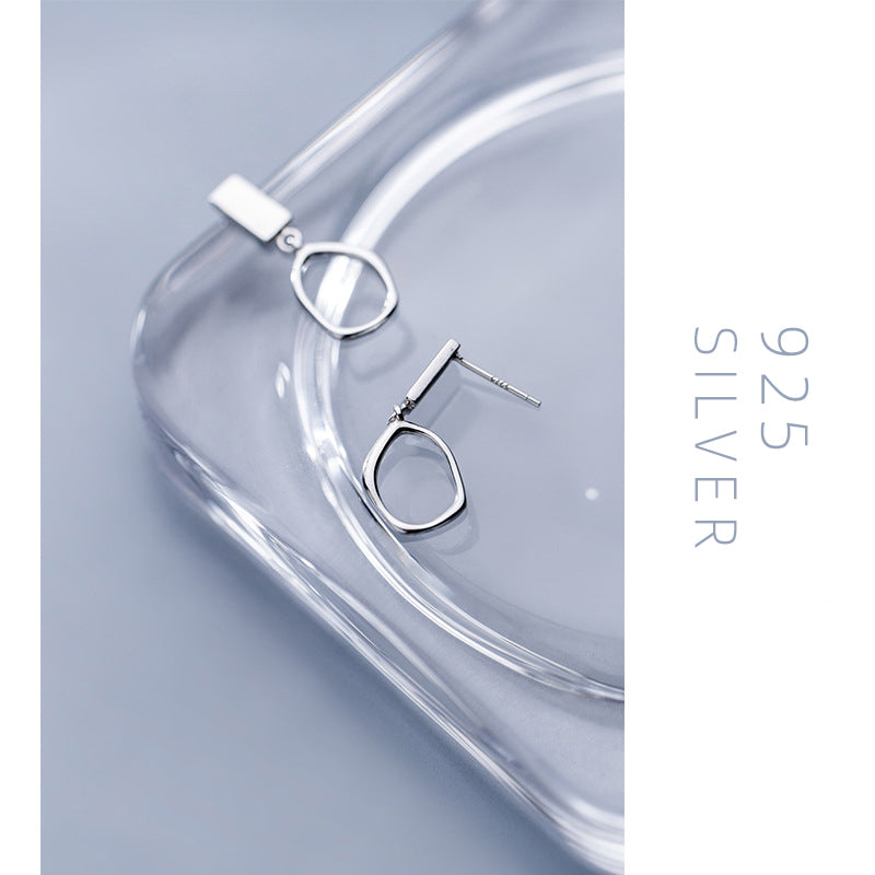Modian Classic Irregular Oval Dangle Earring For Women Pure 925 Sterling Silver Simple Geometric Square Earring Fine Jewelry