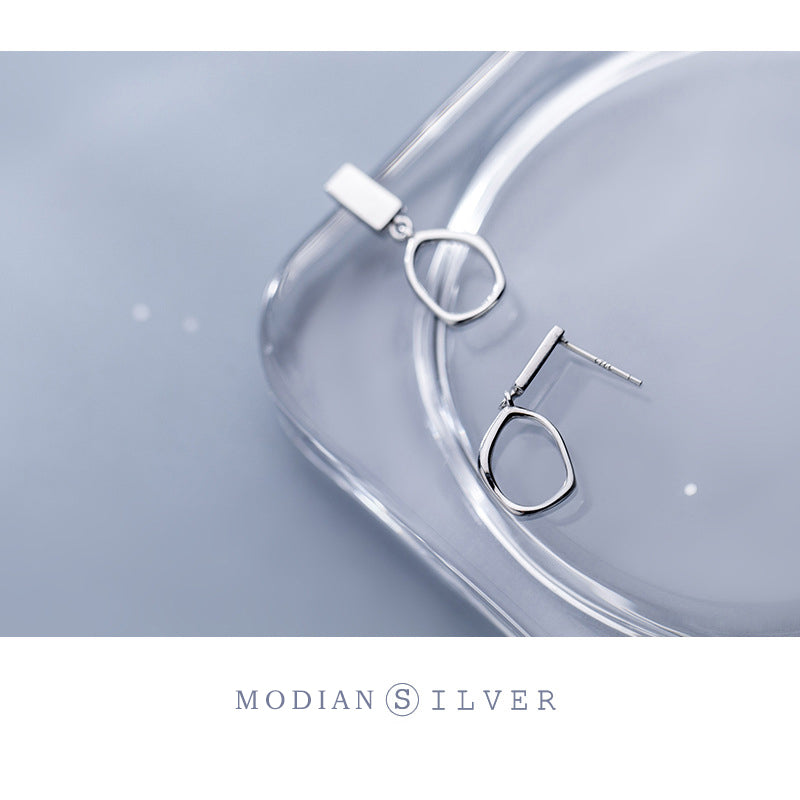 Modian Classic Irregular Oval Dangle Earring For Women Pure 925 Sterling Silver Simple Geometric Square Earring Fine Jewelry