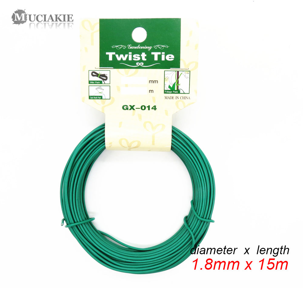 Muciakie 12M/15M Garden Wire Heavy Duty Green Coated Plant Twist Tie Garden Training Wire Bonsai Outlet Wire For Holding Branch