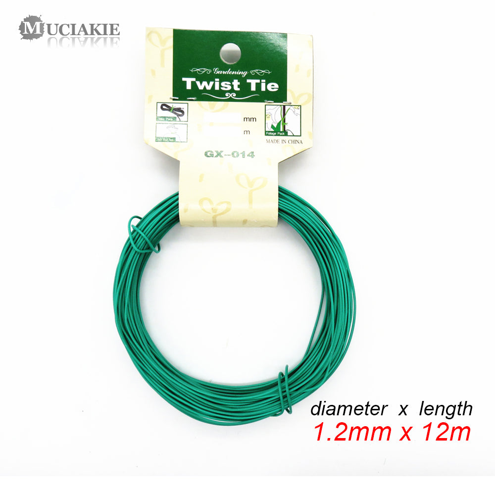 Muciakie 12M/15M Garden Wire Heavy Duty Green Coated Plant Twist Tie Garden Training Wire Bonsai Outlet Wire For Holding Branch