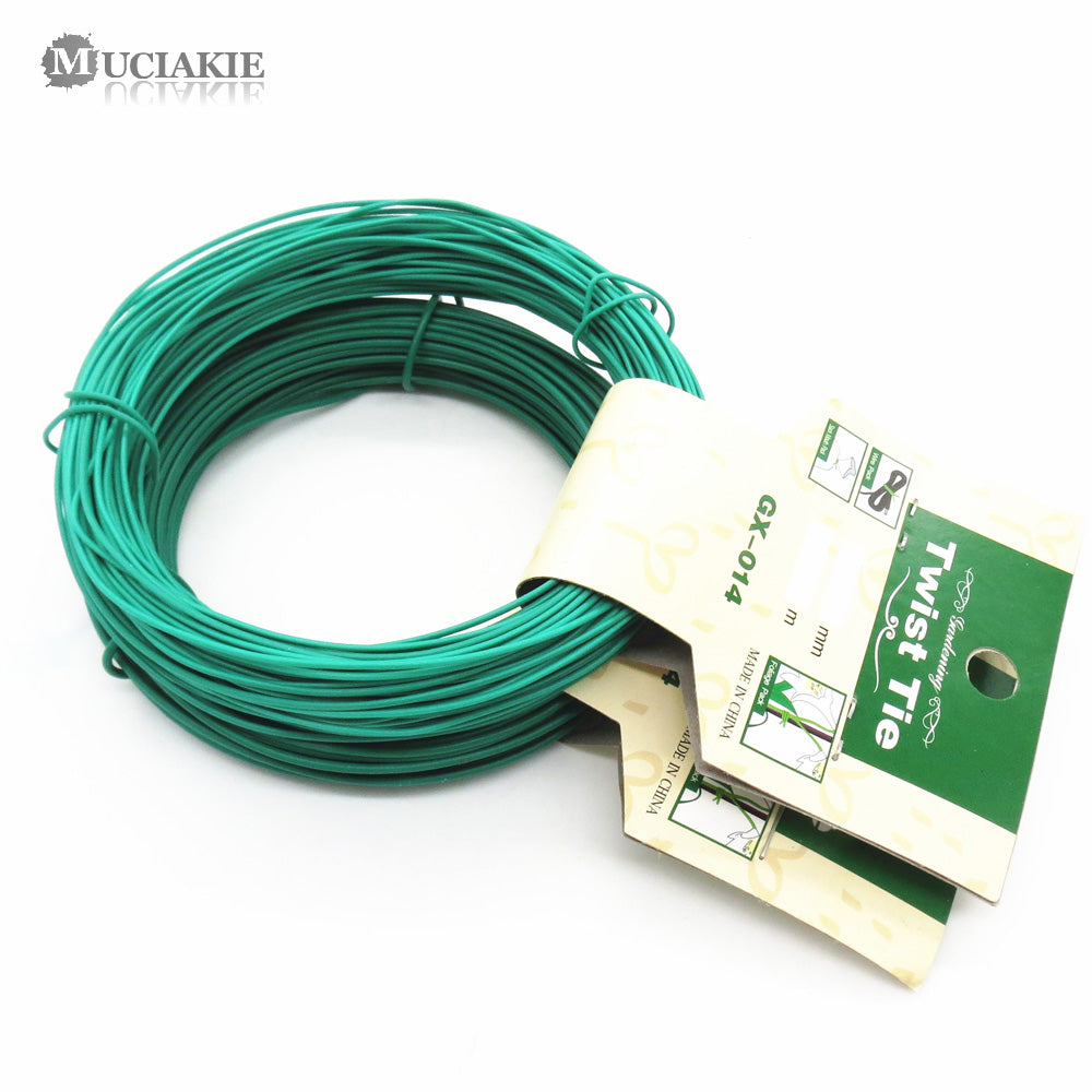 Muciakie 12M/15M Garden Wire Heavy Duty Green Coated Plant Twist Tie Garden Training Wire Bonsai Outlet Wire For Holding Branch