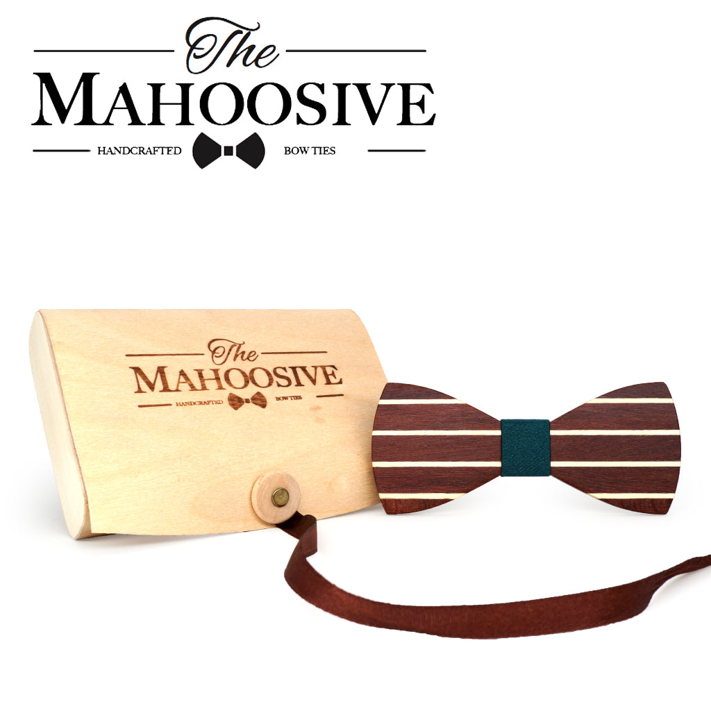 Mahoosive Handmade Striped Wooden Bow Tie Cufflinks Fashion Wood Wedding Corbata Bow Tie Gift Box Set
