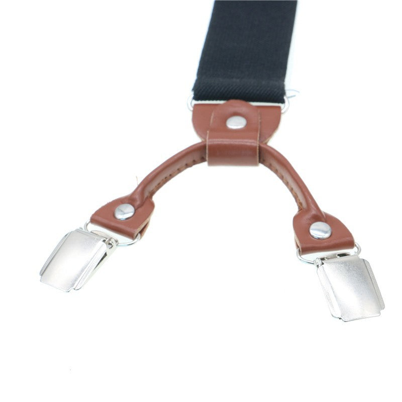 Male Shirt Suspenders Brown Pu Leather Solid 6 Clips Suspenders Western-Style Trousers Man Braces Adjustable Suspender