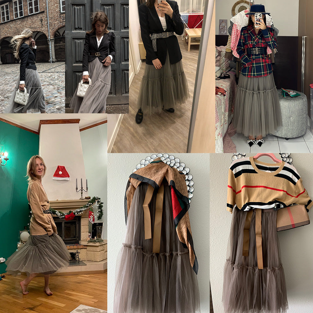 Maxi Long Tulle Skirts For Women Black Gothic Pleated Skirt Casual Party Fairycore Summer Winter Jupe Longue 2022 Falda Mujer