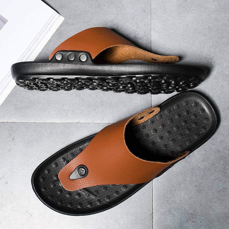 Men Flip Flops Summer Beach Sandals Slippers For Men Flats High Top Non-Slip Pu Plus Size 44 Outdoor Casual Shoes