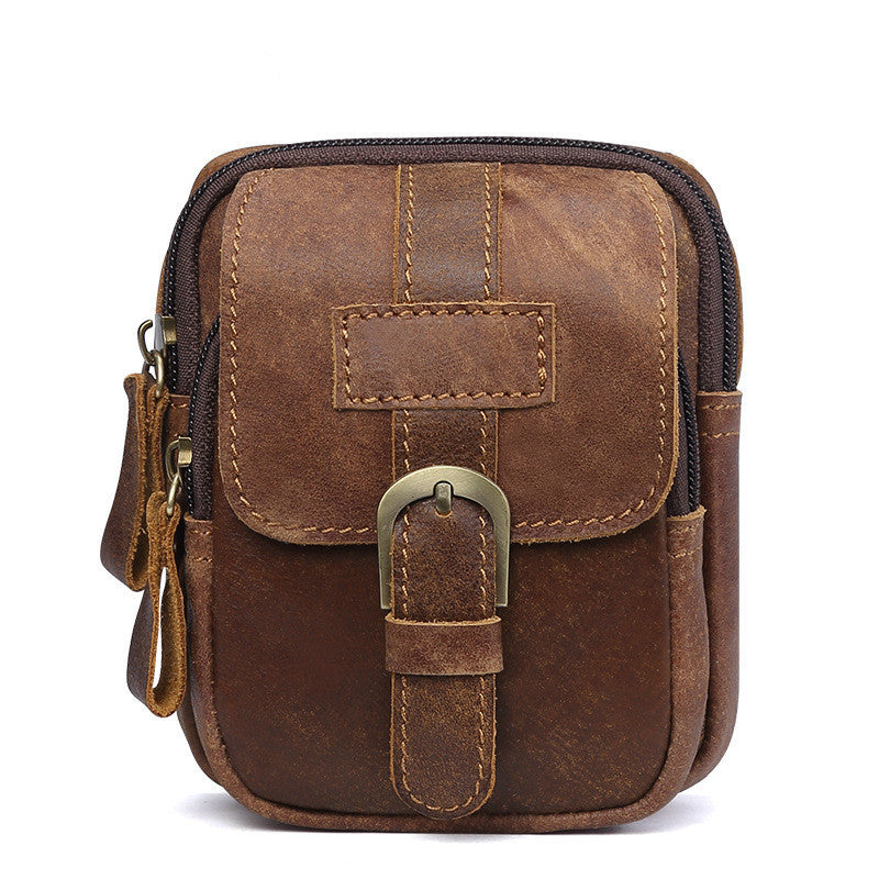 Men Genuine Leather Fanny Waist Bag Cell/Mobile Phone Pocket S713-40 Belt Bum Pouch Pack Vintage Hip Bag Travel Waist Pack