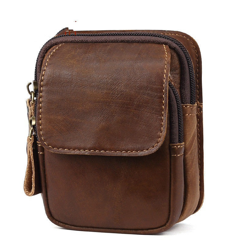 Men Genuine Leather Fanny Waist Bag Cell/Mobile Phone Pocket S713-40 Belt Bum Pouch Pack Vintage Hip Bag Travel Waist Pack