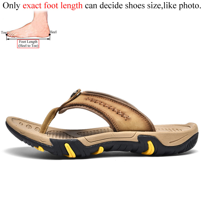 Men Genuine Leather Flip Flops Slippers Outdoor Summer Shoes Beach Chanclas Hombre Chinelo Masculino Claquette Homme