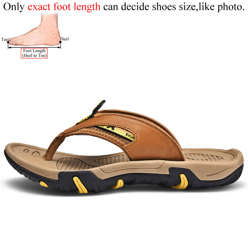 Men Genuine Leather Flip Flops Slippers Outdoor Summer Shoes Beach Chanclas Hombre Chinelo Masculino Claquette Homme