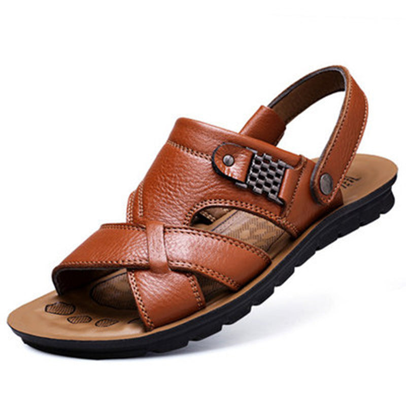 Men Leather Sandals 2022 New Summer Classic Men Shoes Slippers Soft Sandals Men Roman Comfortable Walking Footwear Big Size 48
