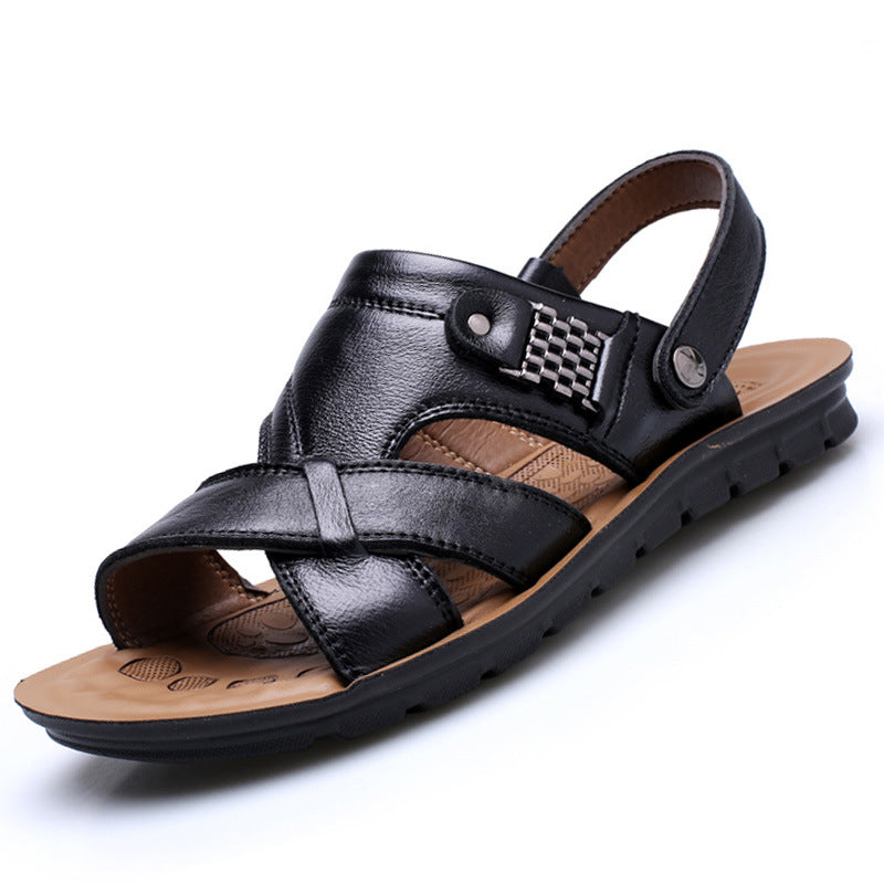 Men Leather Sandals 2022 New Summer Classic Men Shoes Slippers Soft Sandals Men Roman Comfortable Walking Footwear Big Size 48