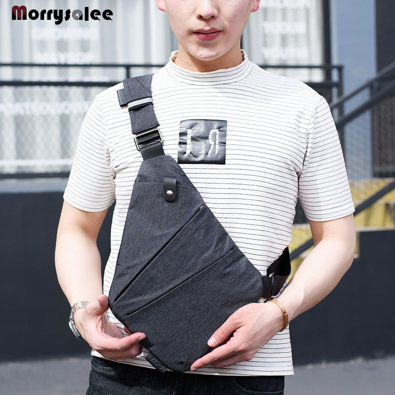 Men'S Nylon Chest Bag Messenger Pocket Multi-Function Crossbody Bags Shoulder Bags Male Messenger Bag Solid Bag Handbags Fashion