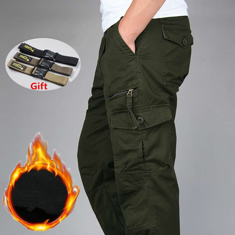 Men'S Winter Warm Thick Pants Double Layer Fleece Military Army Camouflage Tactical Cotton Long Trousers Men Baggy Cargo Pants