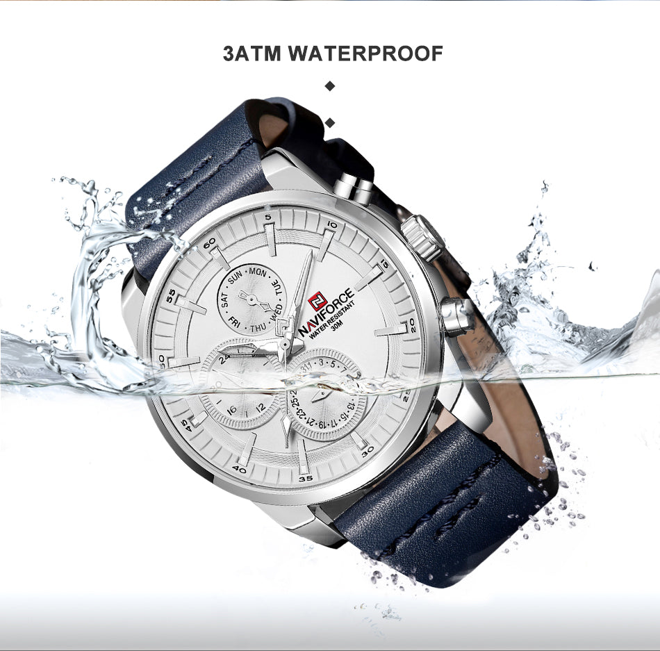 Mens Watches Naviforce Top Brand Luxury Waterproof 24 Hour Date Quartz Watch Man Fashion Leather Sport Wrist Watch Men Clock