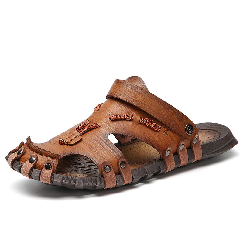 Microfiber Leather Summer Breathable Casual Slip On Flat Mens Sandals Beach Sandal Man Shoes Sandles Sandalen Heren Comfort Soft