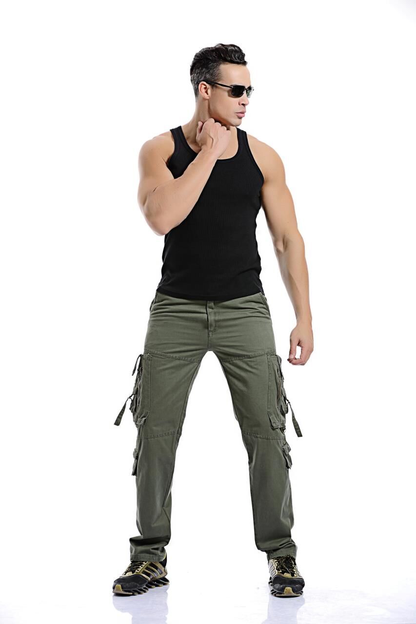 Military Tactical Pants Men Multi-Pocket Washed Overalls Men Loose Cotton Pants Male Cargo Pants For Men Trousers,Size 28-42
