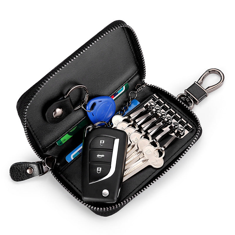 Mini Card Bag Keychain Men Women Key Holder Organizer Pouch Cow Split Car Key Bag Wallet Housekeeper Key Case