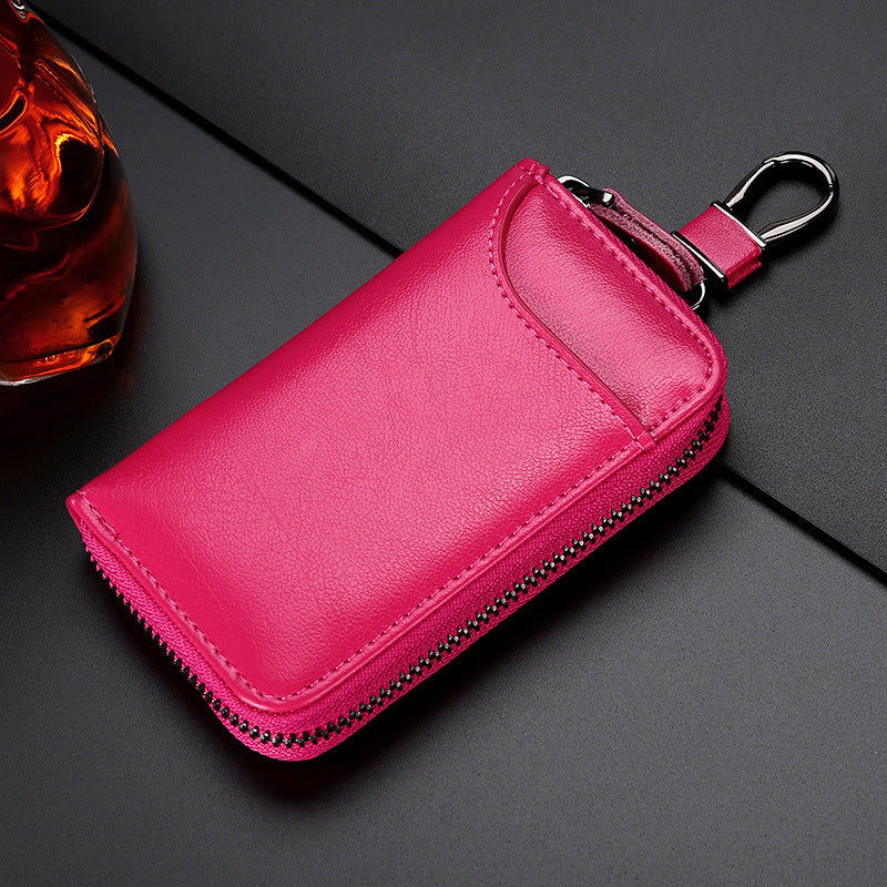 Mini Card Bag Keychain Men Women Key Holder Organizer Pouch Cow Split Car Key Bag Wallet Housekeeper Key Case