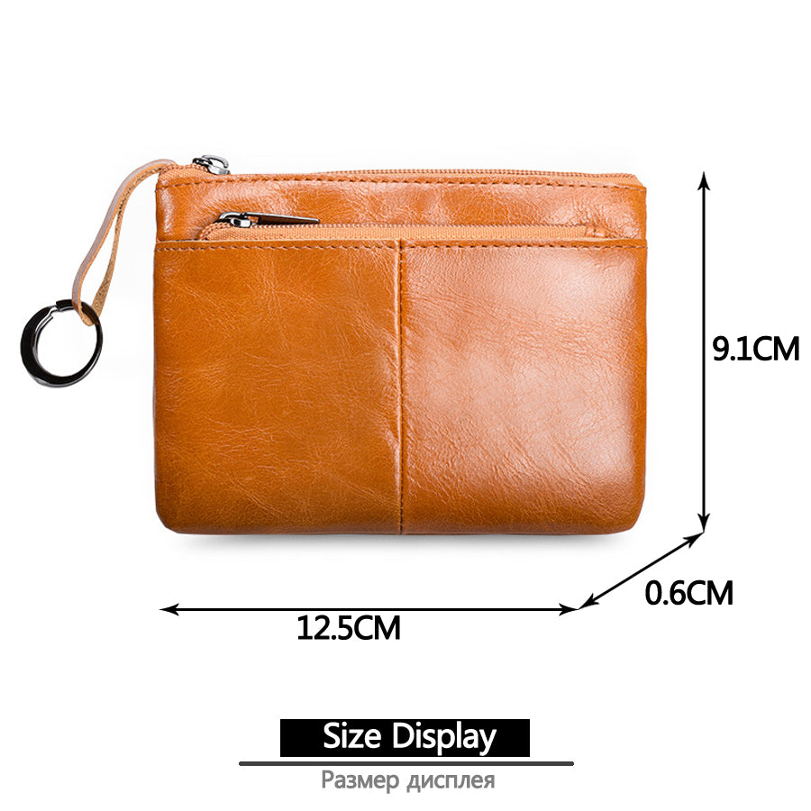 Mini Purse For Men Wallet Women Genuine Leather Zipper Vintage Short Lady Small Slim Female Women'S Wallet Male Thin Portomonee