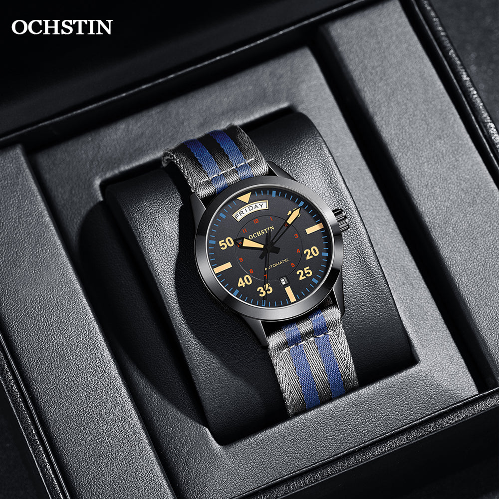 Modern Men'S Watches 2022 Pilot Automatic Mechanical Wristwatch Military Luxury Ochstin Date Week Double Display Gifts For Male