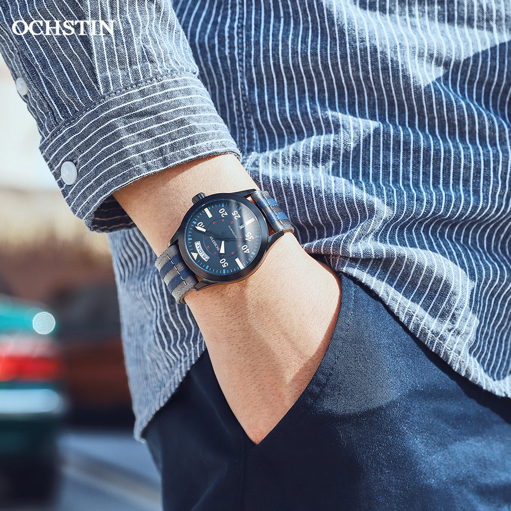 Modern Men'S Watches 2022 Pilot Automatic Mechanical Wristwatch Military Luxury Ochstin Date Week Double Display Gifts For Male