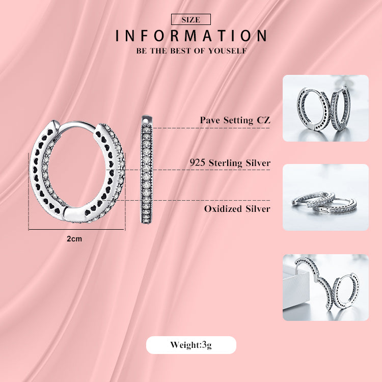 Modian Real 925 Sterling Silver Classic Full Hearts Hoop Earrings Luxury Cubic Zirconia Fashion Jewelry For Women Wedding Gift
