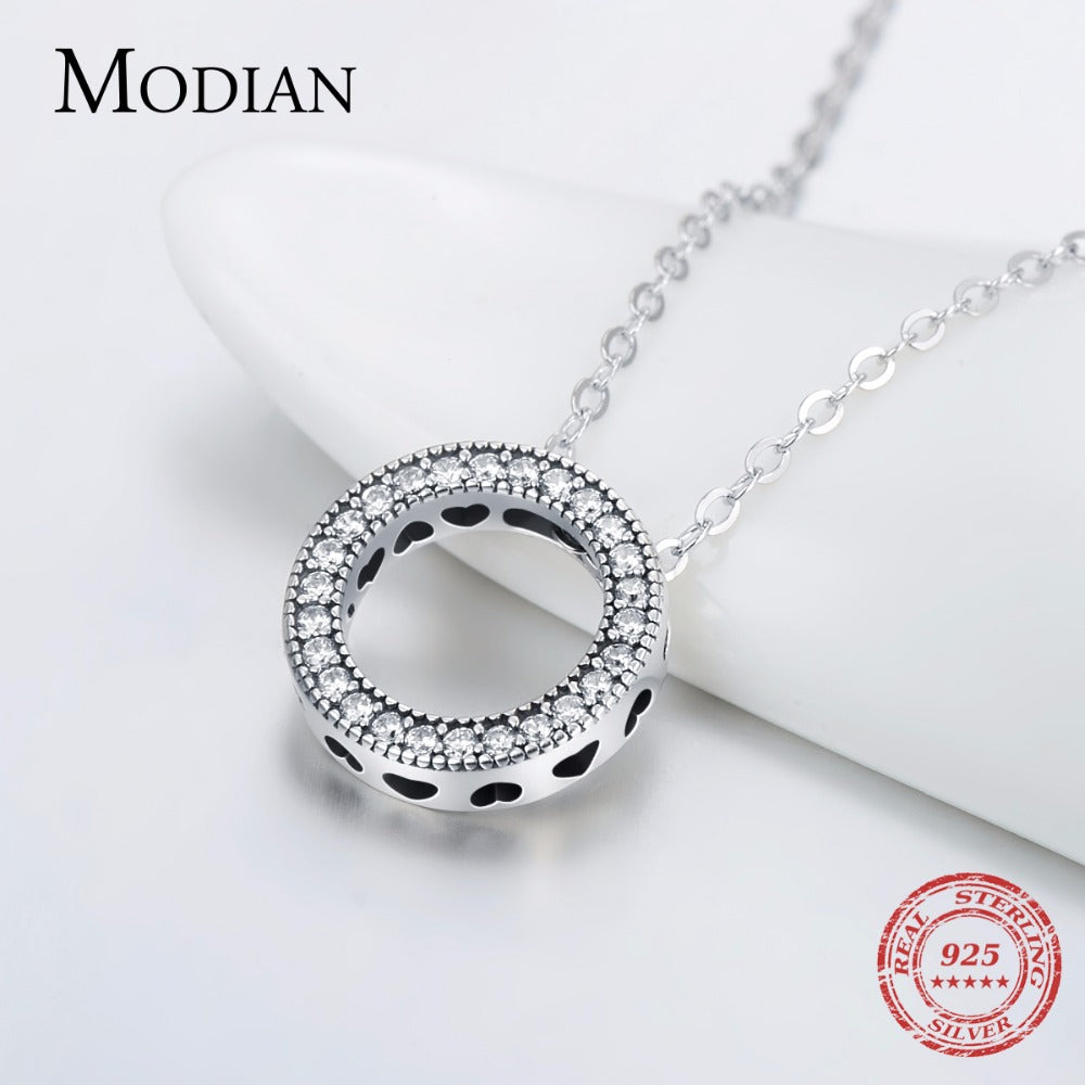 Modian Romantic Real 925 Sterling Silver Fashion Round Hearts Necklace For Women Fantastic Life Wedding Necklaces Jewelry Gift