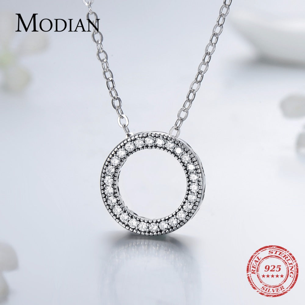 Modian Romantic Real 925 Sterling Silver Fashion Round Hearts Necklace For Women Fantastic Life Wedding Necklaces Jewelry Gift