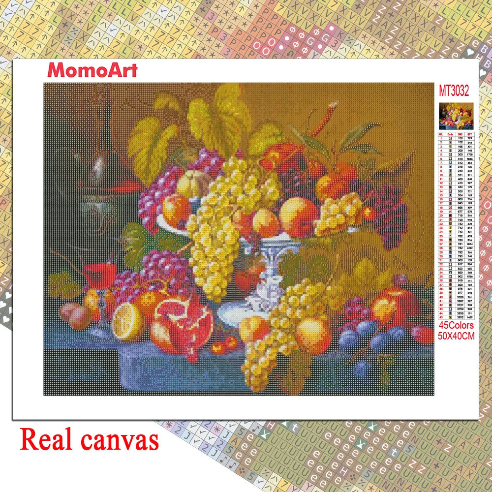 Momoart Diamond Embroidery Kitchen Diamond Mosaic Fruit Painting Food Picture Rhinestones Full Drill Square Landscape Home Decor