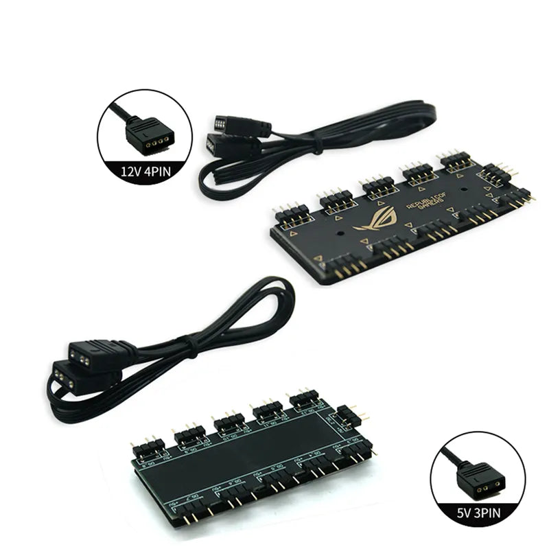 Motherboard Aura Rgb Splitter 12V / 5V Header, Addressable D-Rgb Sync Hub, Transfer Extension Cable For Asus Gigabyte Msi
