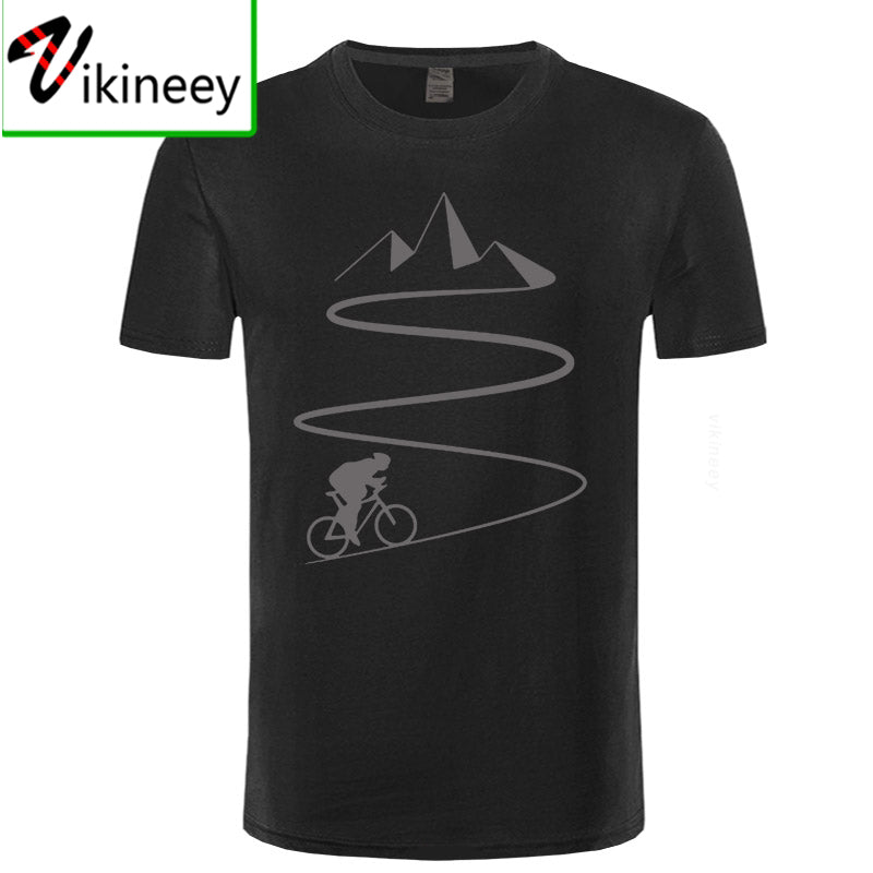 Mountain Bike Heartbeat Funny Biker T Shirt Oversized Custom Short Sleeve Mens Bicycle Cycling T-Shirt Fashion Family Cotton