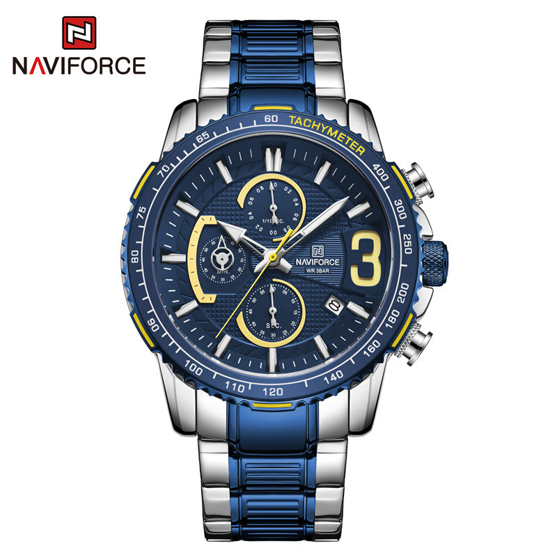 Naviforce New Watches For Men Waterproof Quartz Watch Top Brand Mens Stainless Steel Sports Clock Chronograph Relogio Masculino