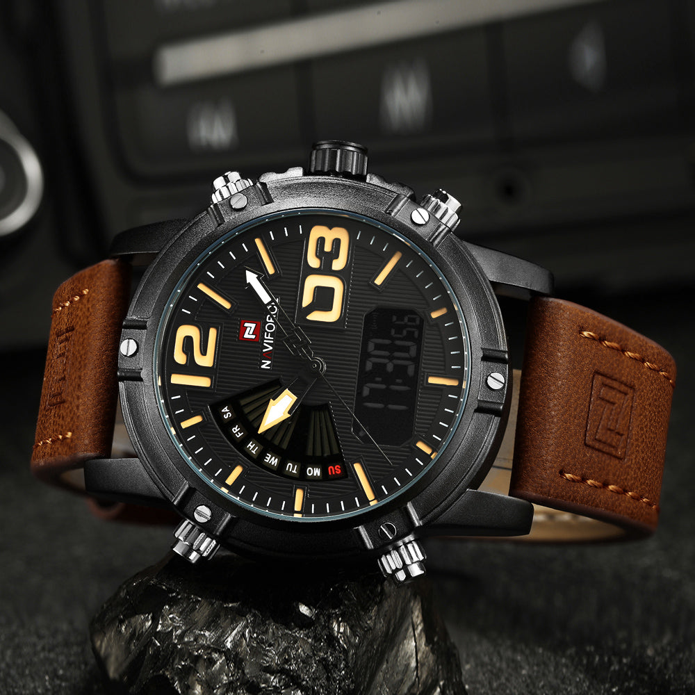 Naviforce Watches Men Luxury Brand Quartz Leather Clock Man Sport Watches Army Military Watch Sports Relogio Masculino 9095 Saat