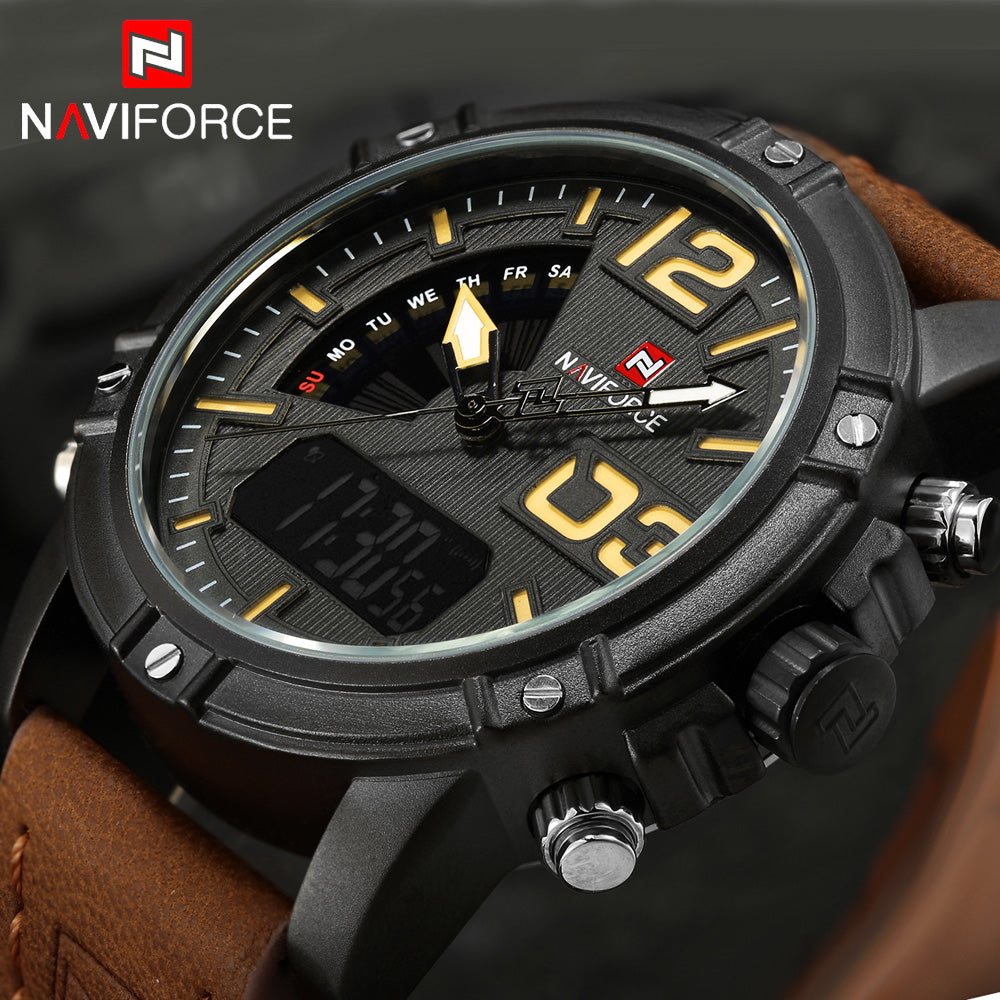 Naviforce Watches Men Luxury Brand Quartz Leather Clock Man Sport Watches Army Military Watch Sports Relogio Masculino 9095 Saat